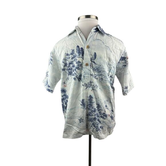 Vintage Surf Line Hawaii Printed 1/2 Button Up Pullover Shirt Large Hawaiian Top - Picture 12 of 14